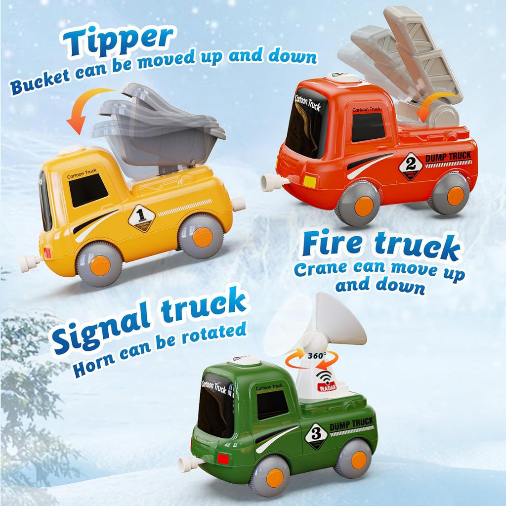 Working trucks — tipper, fire crane, signal radar